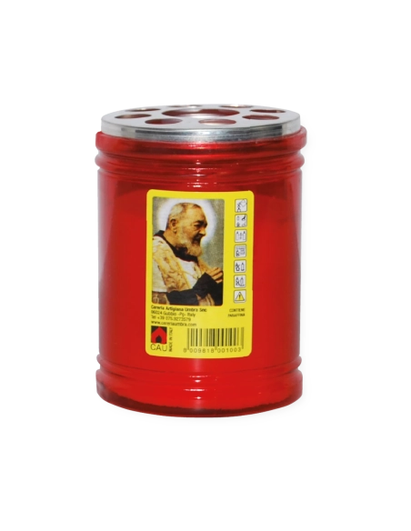 Lumino votivo rosso Padre Pio T.20/5