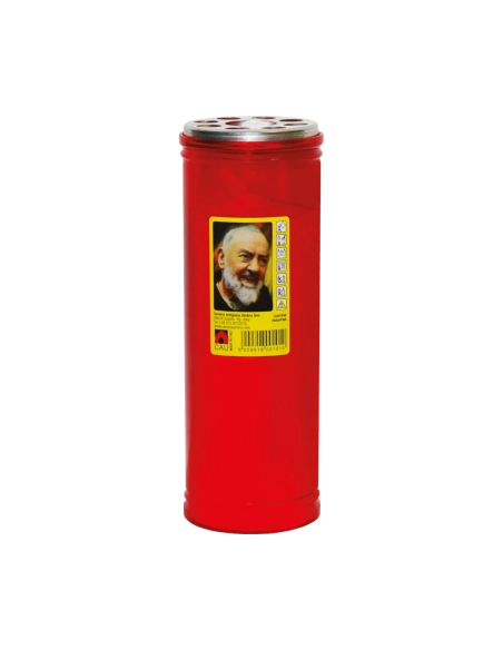 Lumino votivo rosso Padre Pio T.50
