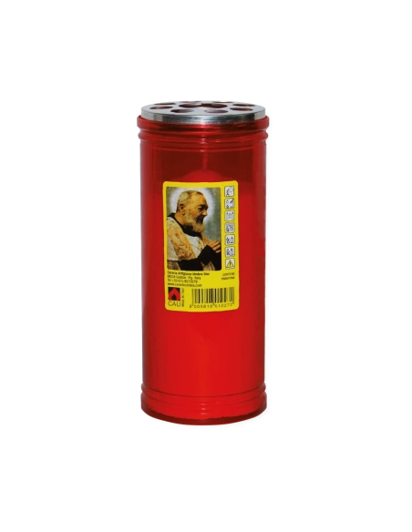 Lumino votivo rosso Padre Pio T.40/K