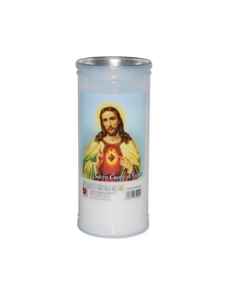 Lumino votivo bianco Sacro Cuore di Gesù T.40/K