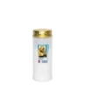 Lumino votivo bianco con parapioggia Padre Pio T.40/K