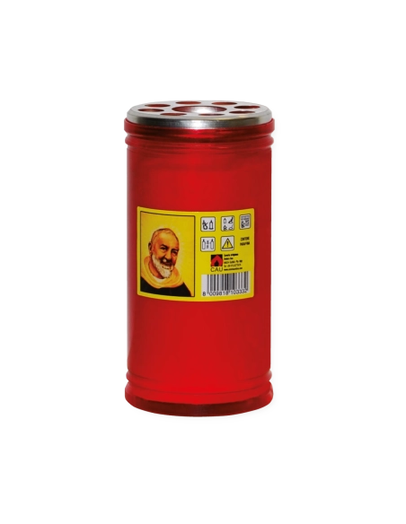 Lumino votivo rosso Padre Pio T.40/KK