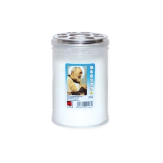 Lumino votivo bianco Padre Pio T.30