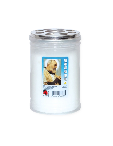 Lumino votivo bianco Padre Pio T.30