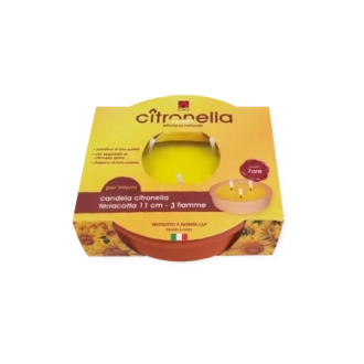 Candela citronella da interno in terracotta - 3 fiamme