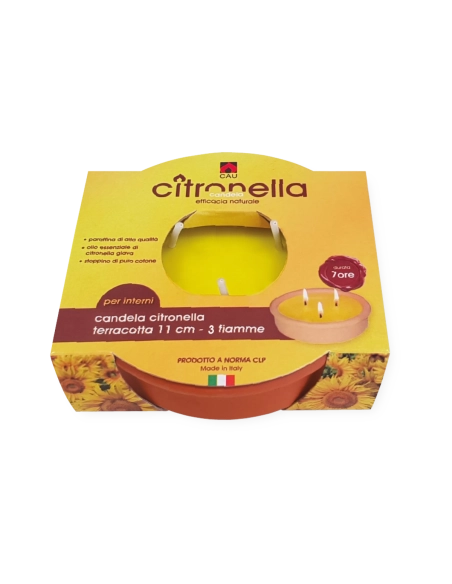 Candela citronella da interno in terracotta - 3 fiamme