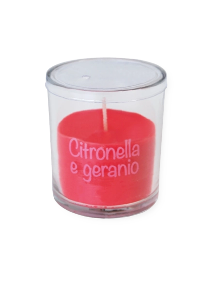 Candela in vetro da interno citronella e geranio