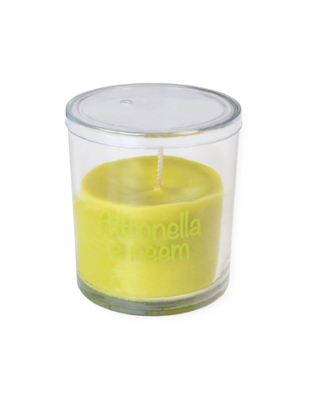 Candela in vetro da interno citronella e neem