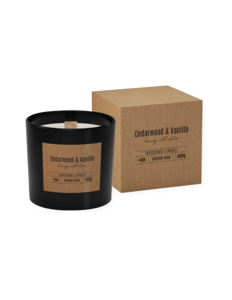 Candela profumata in vetro e stoppino in legno