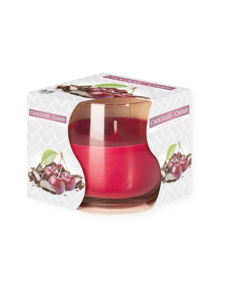 Candela in vetro profumata alla cioccolata e ciliegia