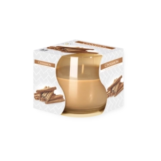 Candela in vetro profumata alla cannella