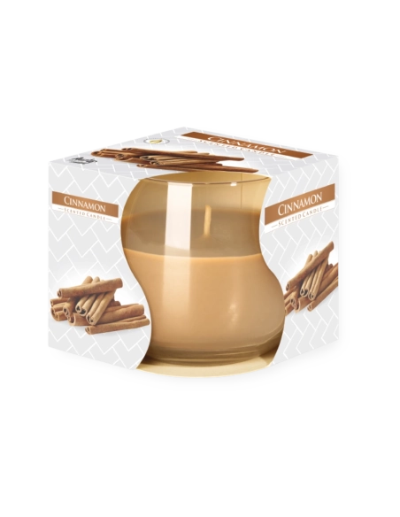 Candela in vetro profumata alla cannella