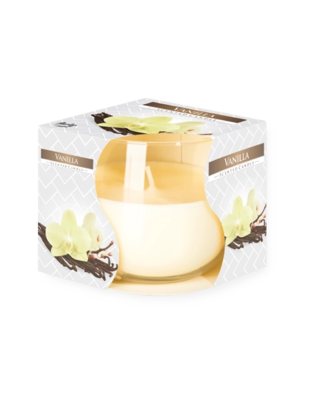 Candela in vetro profumata alla vaniglia