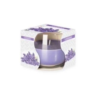 Candela in vetro profumata alla lavanda