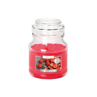 Candela profumata con coperchio alla fragola