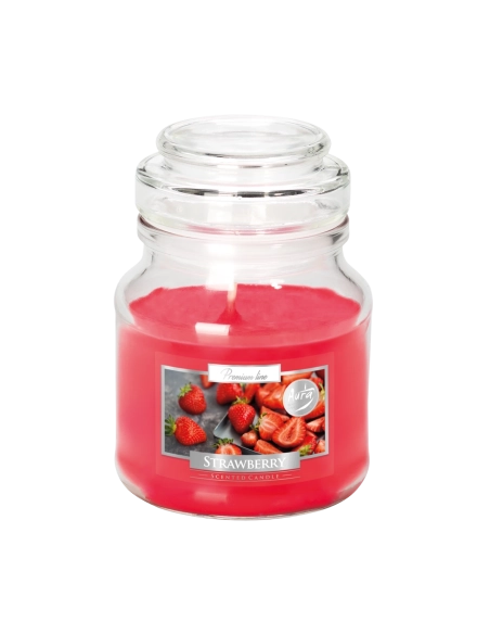 Candela profumata con coperchio alla fragola