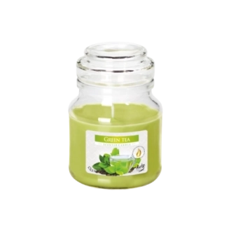 Candela profumata con coperchio al tè verde