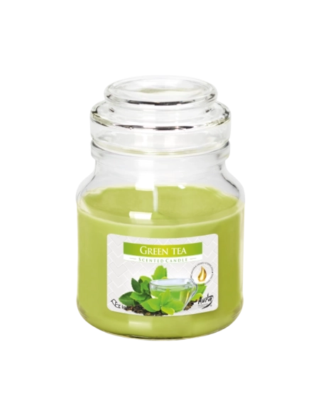 Candela profumata con coperchio al tè verde
