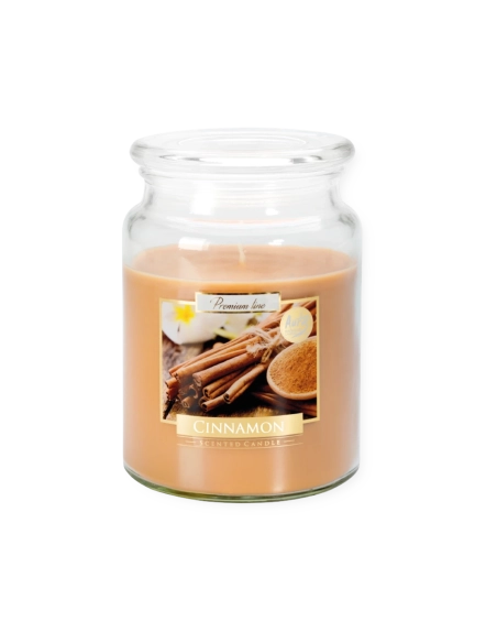 Candela profumata grande con coperchio alla cannella
