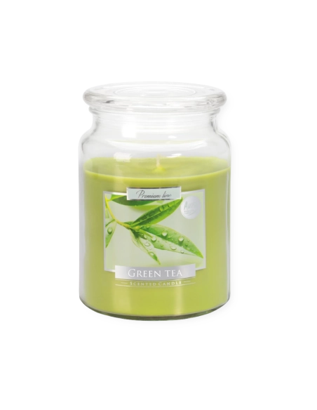Candela profumata grande con coperchio al tè verde