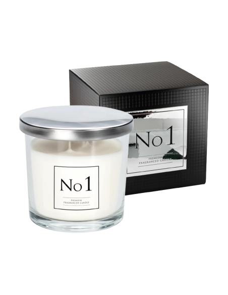 Candela profumata in vetro 2 fuochi N°1