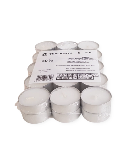 Tealights h 1,7 cm 4 ore (confezione 30 pezzi)