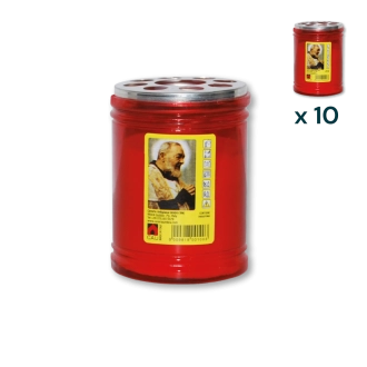 Lumino votivo rosso Padre Pio T.20/5 (confezione 10 pezzi)