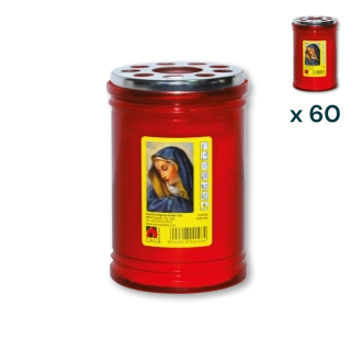 Lumino votivo rosso Maria T.30 - CONF. RISPARMIO 60 PZ