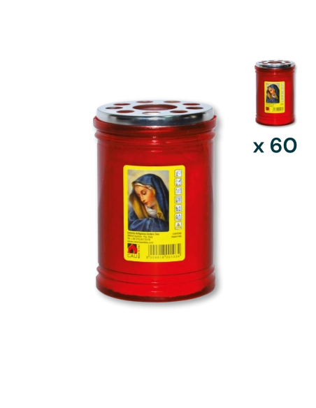 Lumino votivo rosso Maria T.30 - CONF. RISPARMIO 60 PZ