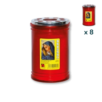 Lumino votivo rosso Maria T.30 (confezione 8 pezzi)