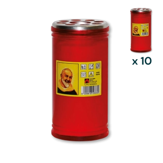 Lumino votivo rosso Padre Pio T.40/KK (confezione 10 pezzi)