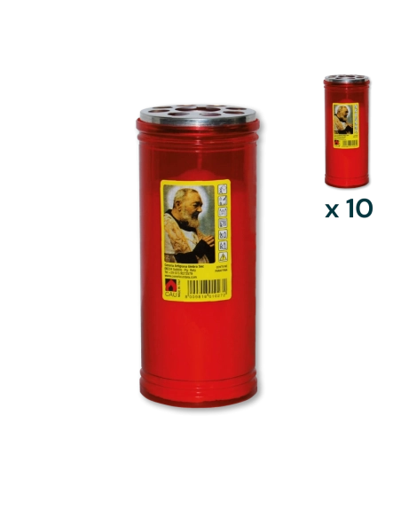Lumino votivo rosso Padre Pio T.40/K (confezione 10 pezzi)
