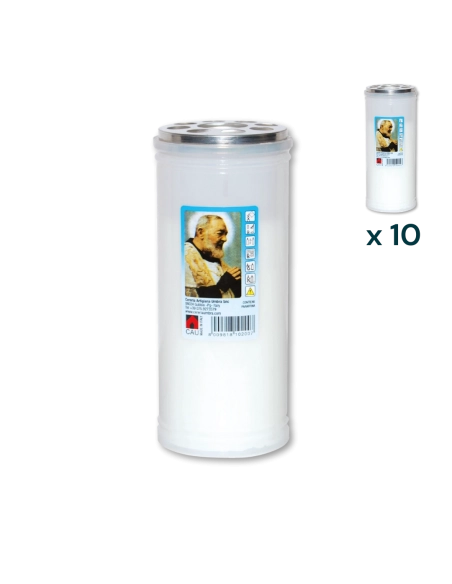 Lumino votivo bianco Padre Pio T.40/K (confezione 10 pezzi)