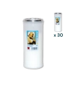 Lumino votivo bianco Padre Pio T.40/K - CONF. RISPARMIO 30 PZ