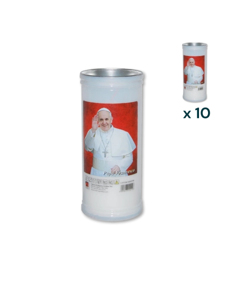 Lumino votivo bianco Papa Francesco T.40/K (confezione 10 pezzi)