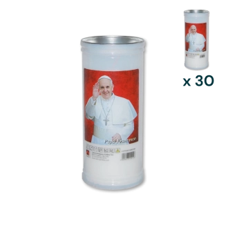 Lumino votivo bianco Papa Francesco T.40/K - CONF. RISPARMIO 30 PZ
