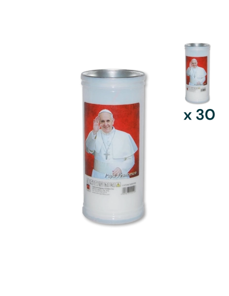 Lumino votivo bianco Papa Francesco T.40/K - CONF. RISPARMIO 30 PZ