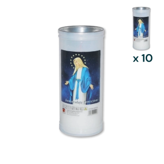 Lumino votivo bianco Immacolata Concezione T.40/K (confezione 10 pezzi)