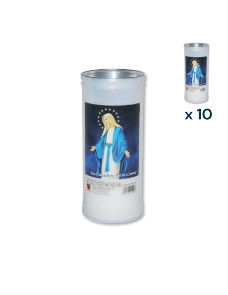 Lumino votivo bianco Immacolata Concezione T.40/K (confezione 10 pezzi)