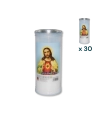 Lumino votivo bianco Sacro Cuore di Gesù T.40/K - CONF. RISPARMIO 30 PZ