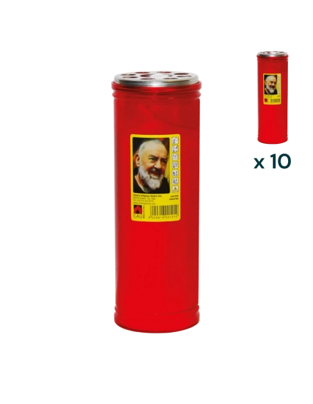 Lumino votivo rosso Padre Pio T.50 (confezione 10 pezzi)