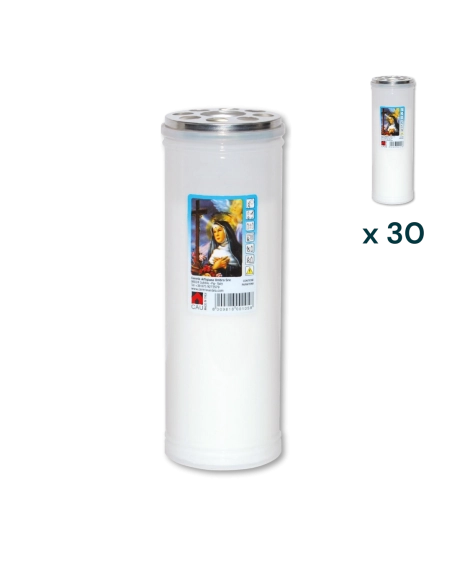 Lumino votivo bianco Santa Rita T.50 - CONF. RISPARMIO 30 PZ