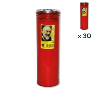 Lumino votivo rosso Padre Pio T.60 K - CONF. RISPARMIO 30 PZ