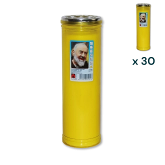 Lumino votivo giallo Padre Pio T.60 K - CONF. RISPARMIO 30 PZ