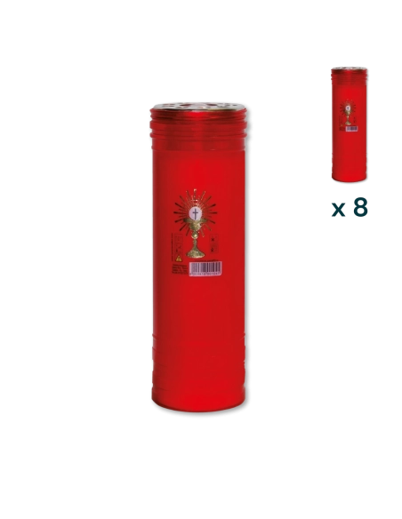 Lumino votivo rosso Eucarestia T.60 (confezione 8 pezzi)