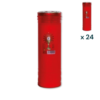 Lumino votivo rosso Eucarestia T.60 - CONF. RISPARMIO 24 PZ