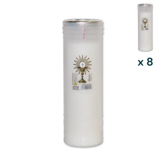 Lumino votivo bianco Eucarestia T.60 (confezione 8 pezzi)