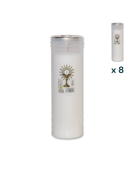 Lumino votivo bianco Eucarestia T.60 (confezione 8 pezzi)