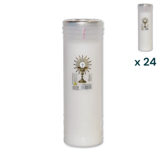 Lumino votivo bianco Eucarestia T.60 - CONF. RISPARMIO 24 PZ
