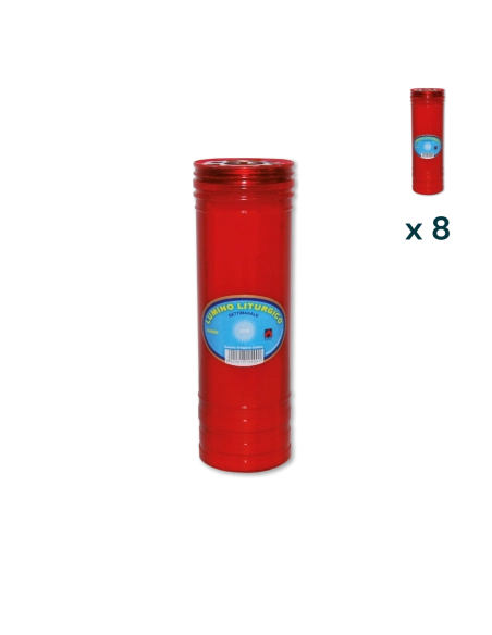 Lumino votivo rosso liturgico settimanale T.70/8 (confezione 8 pezzi)